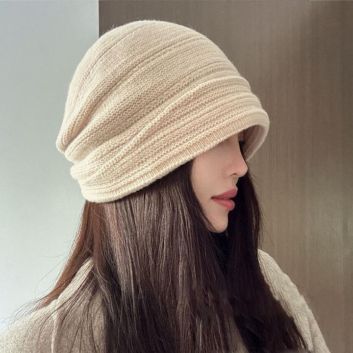 松弛线条感成型褶皱堆堆帽女宽松款两戴针织帽2025新款秋冬季冷帽