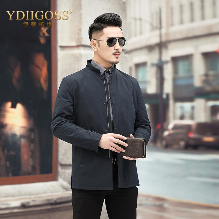 YDIIGOSS夹克外套男2025秋季新款男装立领休闲风衣筒约装宽松