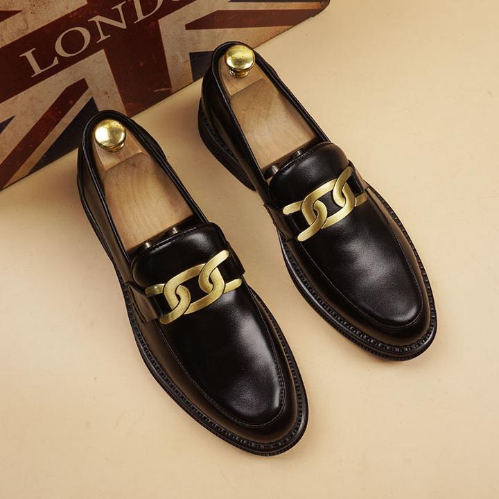 DMXUXM『设计风』轻松搭配~匠心制作~软底商务一脚蹬内增高皮鞋男潮