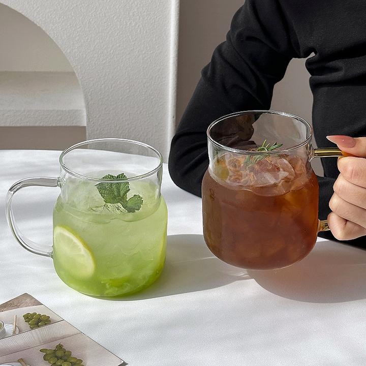 带把玻璃水杯ins高硼硅耐高温冰美式拿铁咖啡杯家用牛奶饮料杯子