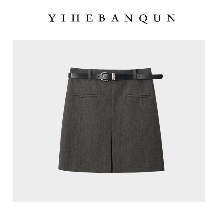 miu系毛呢半身裙2025秋冬新款时髦轻奢短裙修身高腰假口袋半身裙