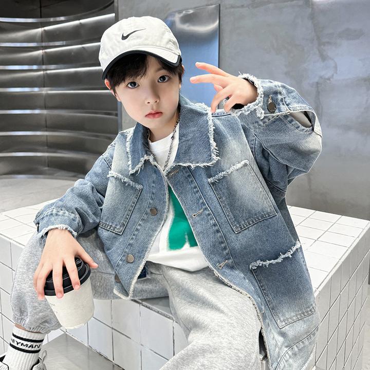 儿童装男童春装牛仔外套2025新款中大童春秋款男孩春季痞帅炸街潮