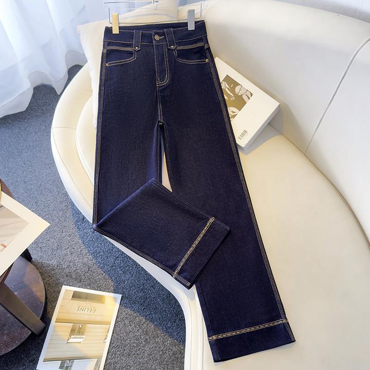 直筒裤春季女高腰秋冬高腰牛仔裤牛仔裤长裤休闲百搭秋装外穿