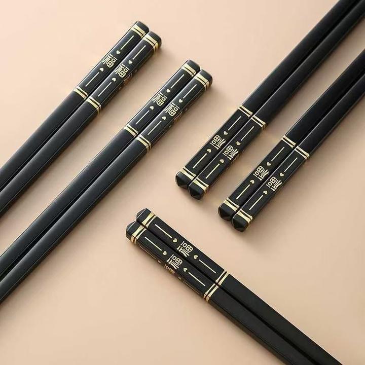 中式简约手工长款筷子日式防霉高档家用酒店金筷子网餐具高档