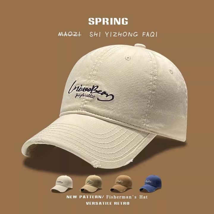 街头潮牌破洞做旧软顶棒球帽子女韩版情侣春秋时尚字母刺绣鸭舌帽