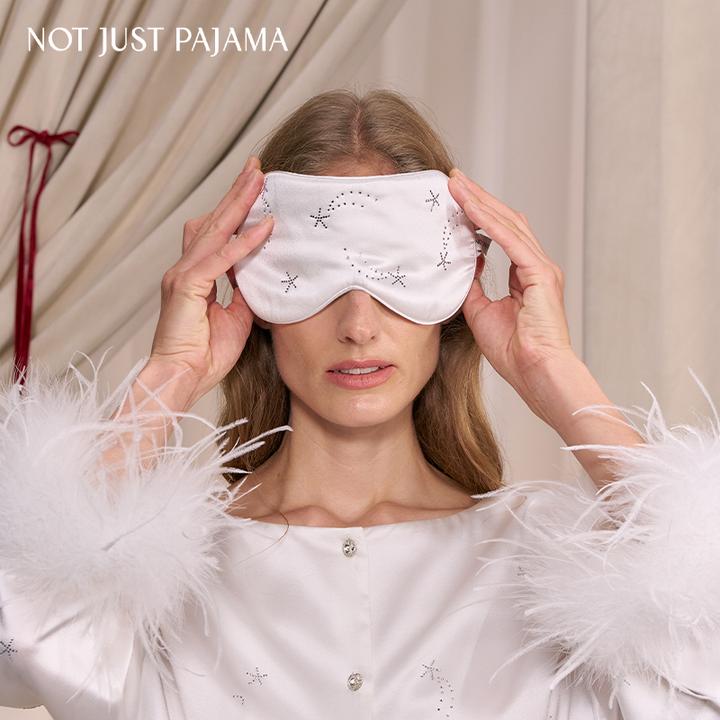 Not Just Pajama VEGA织女星系列22姆米真丝烫钻眼罩附赠收纳袋