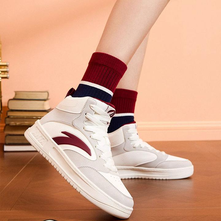 安踏高帮板鞋休闲女鞋2025新款学生厚底小白鞋官方正品轻便运动鞋