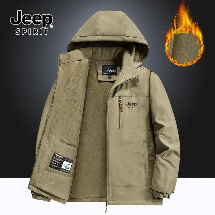 Jeep吉普冬季棉服大码休闲男士加绒加厚防风防水外套冲锋上衣棉衣