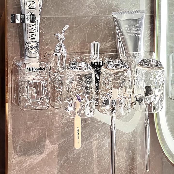 朵思曼冰川纹牙刷置物架免打孔壁挂式牙具牙膏杯子卫生间漱口杯牙