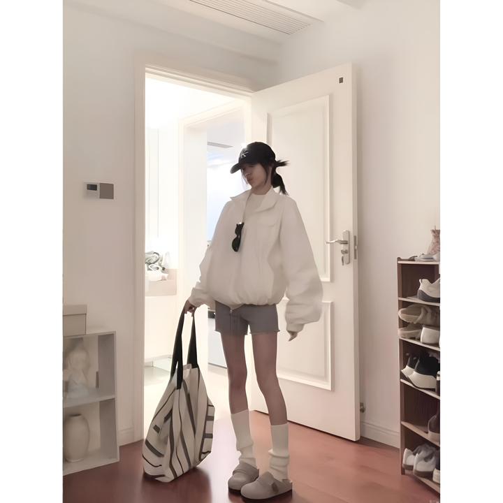 MARIE.COCO短款冲锋衣外套设计感抽绳夹克防晒外套气质短裤套装