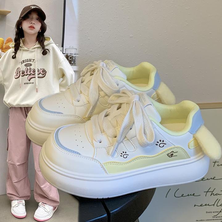 ABC女大童秋冬爆款多巴胺小白鞋学生运动女孩软底鞋百搭面包板鞋