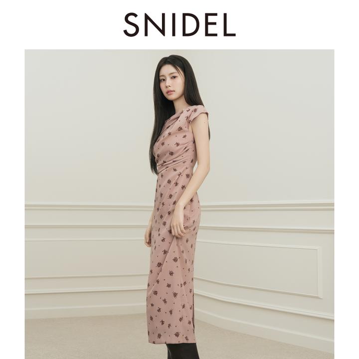 SNIDEL 2025早秋 日系优雅吊带印花连衣裙 SWFO254132