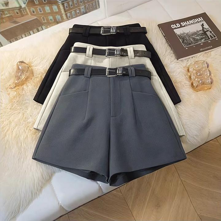 西装短裤女2025夏款显瘦外穿时尚百搭a字阔腿裤大码宽松6890#