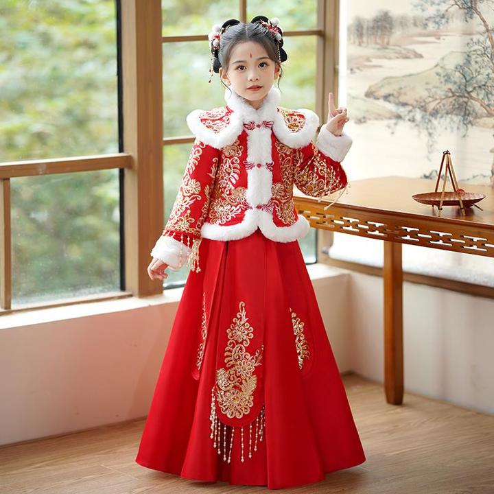 女童汉服冬款拜年服2025新款儿童秋冬中国风古装过年冬季新年唐装