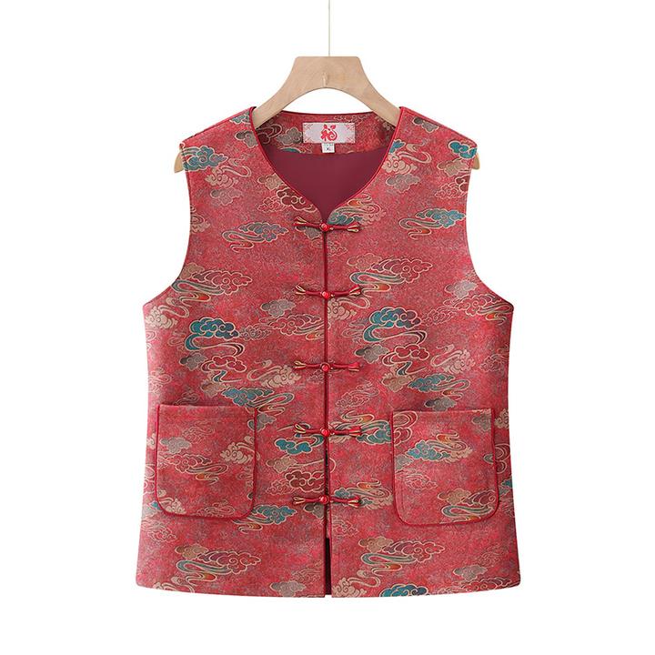 中老年人秋装马甲女2025新款妈妈新中式国风上衣奶奶盘扣薄款内搭