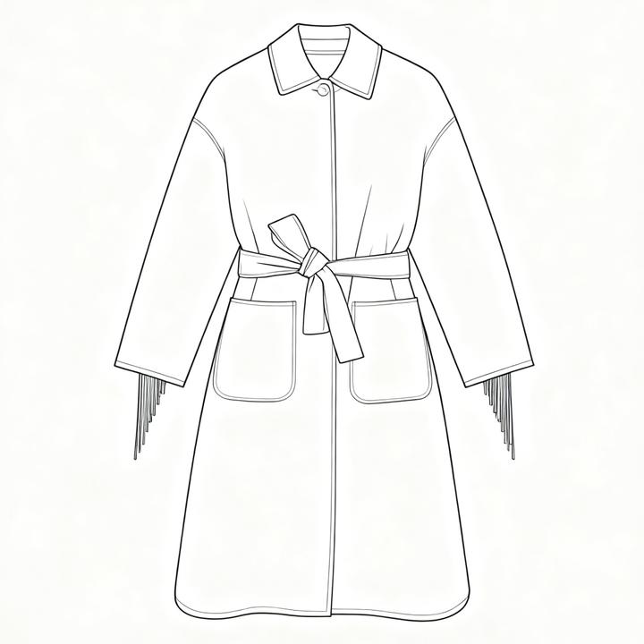 【Montendre】秋冬新款 M 法式气质羊毛混纺流苏长款毛呢大衣外套