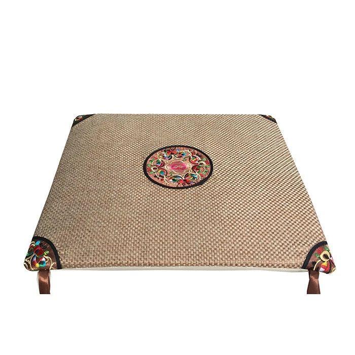 新中式亚麻椅垫红木沙发坐垫餐椅垫太师椅实木圈椅海绵坐垫四季夏