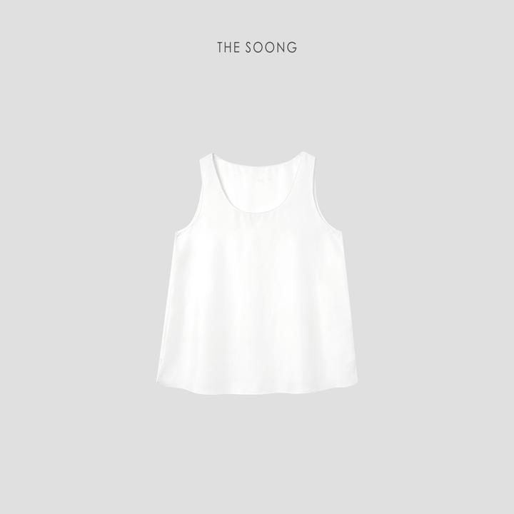 THESOONG|"留白美学"1oo%桑蚕丝超轻盈柔感圆领背心上衣HBBX7169