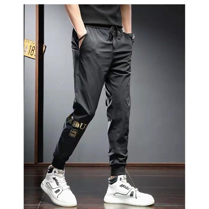 裤子男士夏季薄款速干2025新款韩版修身百搭裤运动束九分裤透气