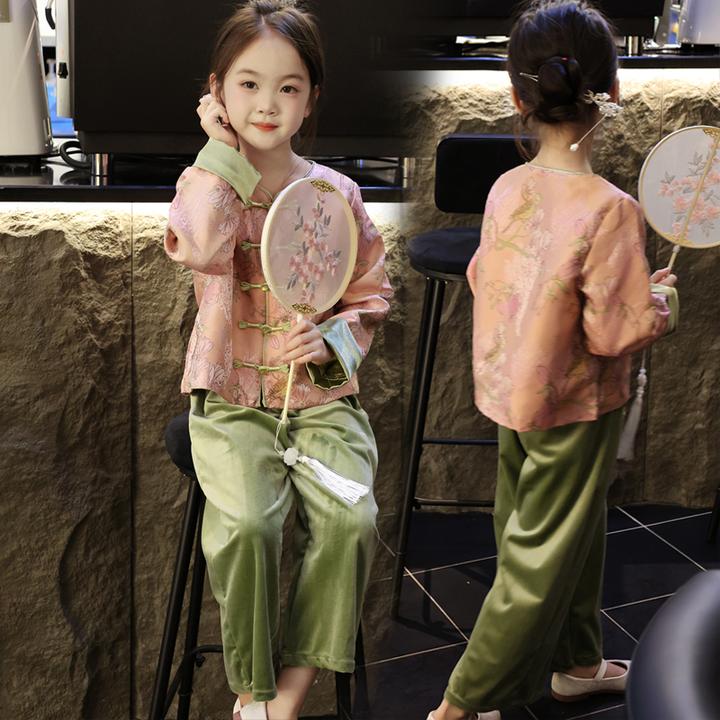 女童汉服套装中国风2025新款明制儿童装唐装春装上衣裤子古风外套