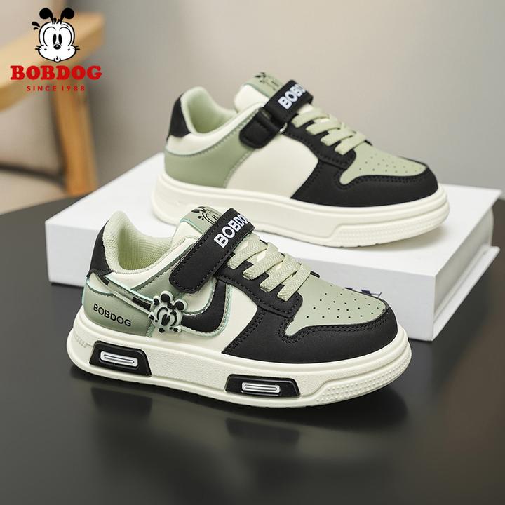 巴布豆儿童鞋男童皮面秋冬轻便运动鞋中大童男孩跑步鞋潮鞋6-12岁