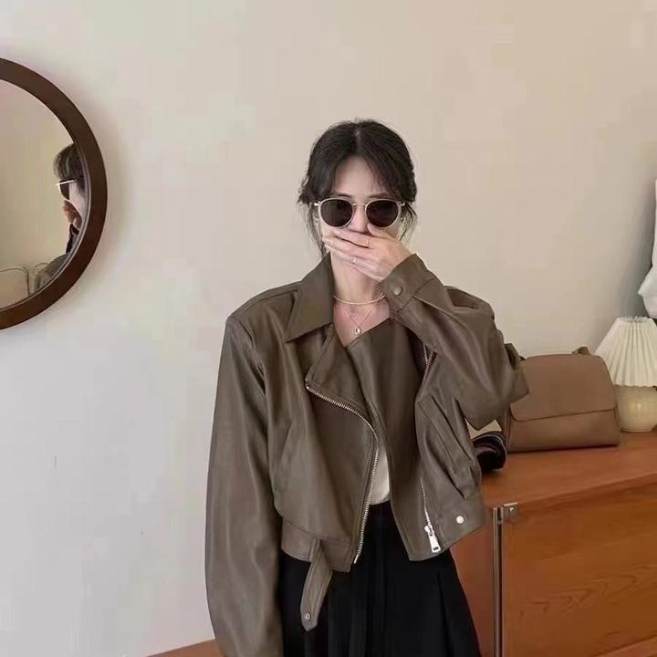 2025春秋短款皮衣新款皮衣外套百搭韩版短款皮衣