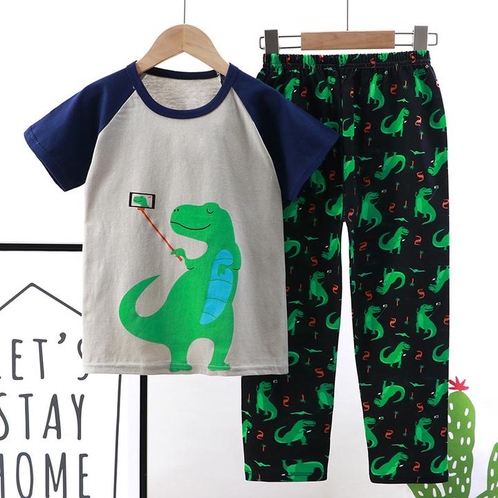 2025秋季儿童短袖长裤套装 男女宝宝通用卡通套头衫童装夏季薄款