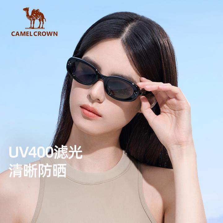 骆驼复古色猫眼墨镜女2025春夏显脸小偏光太阳镜防紫外线遮阳眼镜