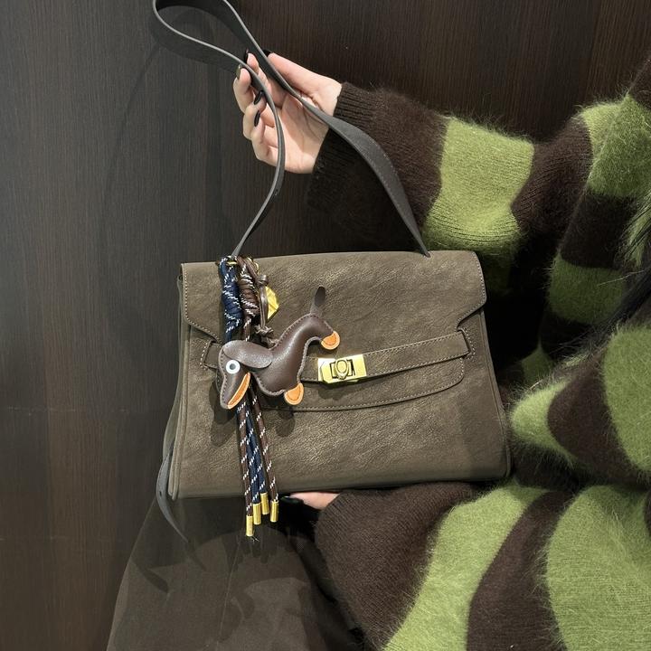 新款复古手工擦色牛皮凯莉包托特包大容量通勤百搭单肩斜挎包真皮