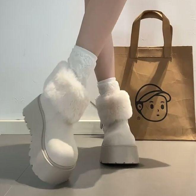 小个子厚底增高雪地靴女外穿2025冬季新款保暖勃肯短靴加绒棉鞋子