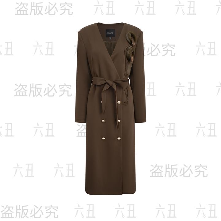 六丑【高定风衣】新款高级定制时尚重工刺绣花系带风衣508AFY0231