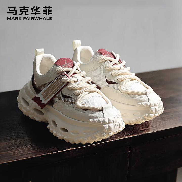 马克华菲男鞋2025新款夏季透气休闲运动鞋轮胎底厚底增高老爹潮鞋