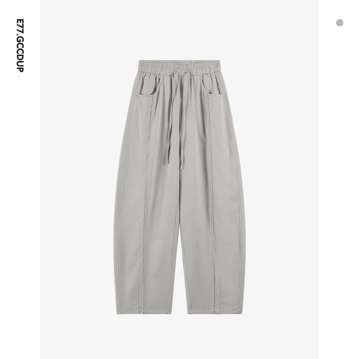 莱赛尔休闲裤百搭亚麻简约宽松设计感高级感男装时尚长裤6022