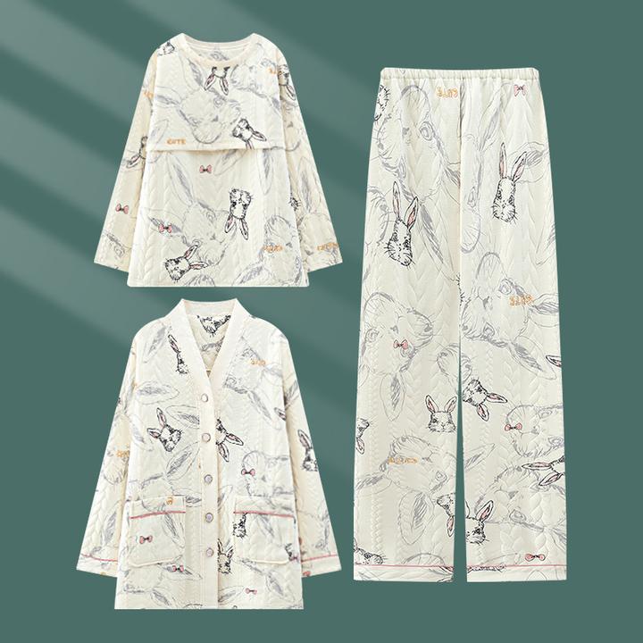 空气棉月子服哺乳孕妇家居服套装可外穿睡衣11-12月份产妇秋冬款