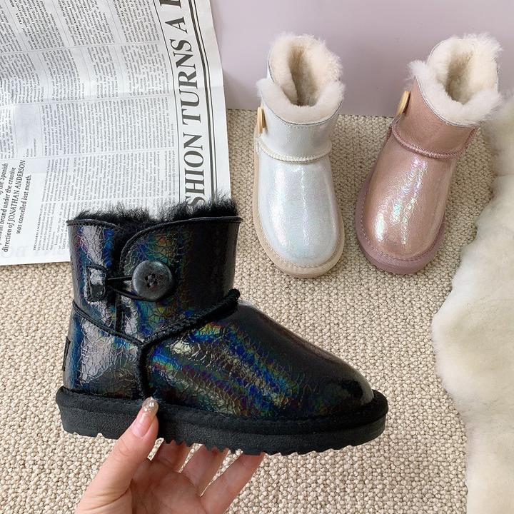 儿童雪地靴皮毛一体2025新款防水女童雪地鞋冬季男童宝宝亲子靴子