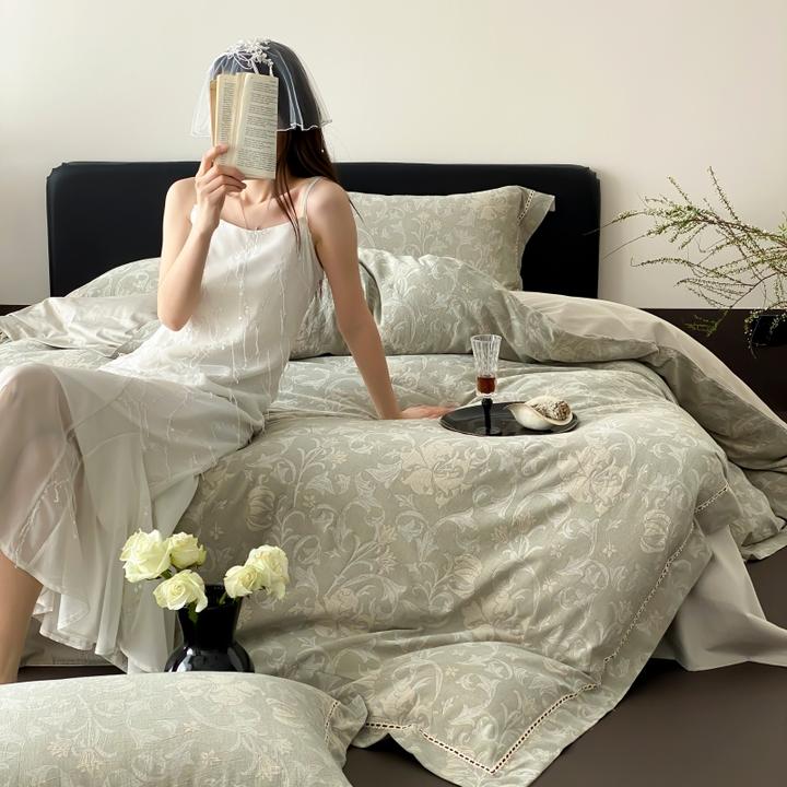 A类轻奢提花丨四件套全棉纯棉床单被套简约高级感复古风四季床品