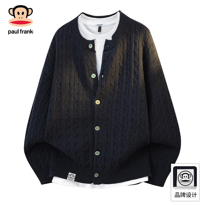 PaulFrank/大嘴猴美式休闲毛衣外套男2025秋季新款宽松保暖针织衫