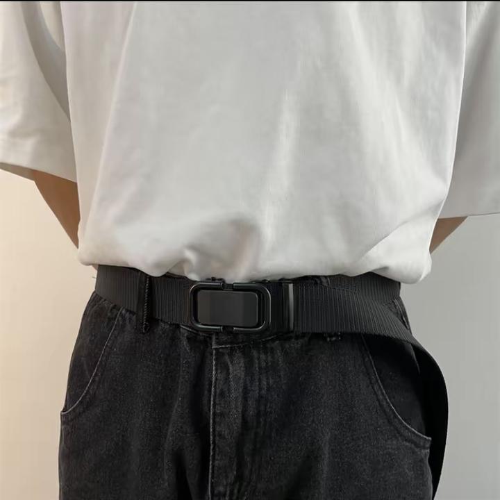 有米新款自动扣尼龙帆布腰带男女户外软面耐磨军训多功能简约皮带