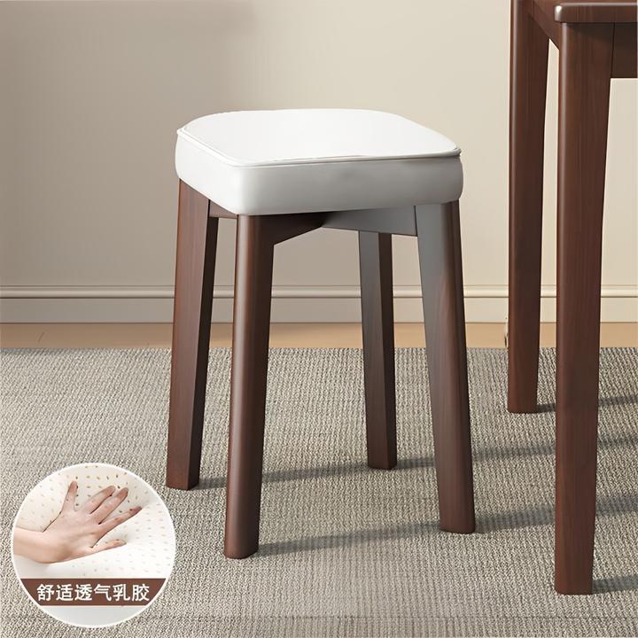 黑胡桃色实木软包凳子家用结实耐用可叠放加厚客人备用独方凳餐椅