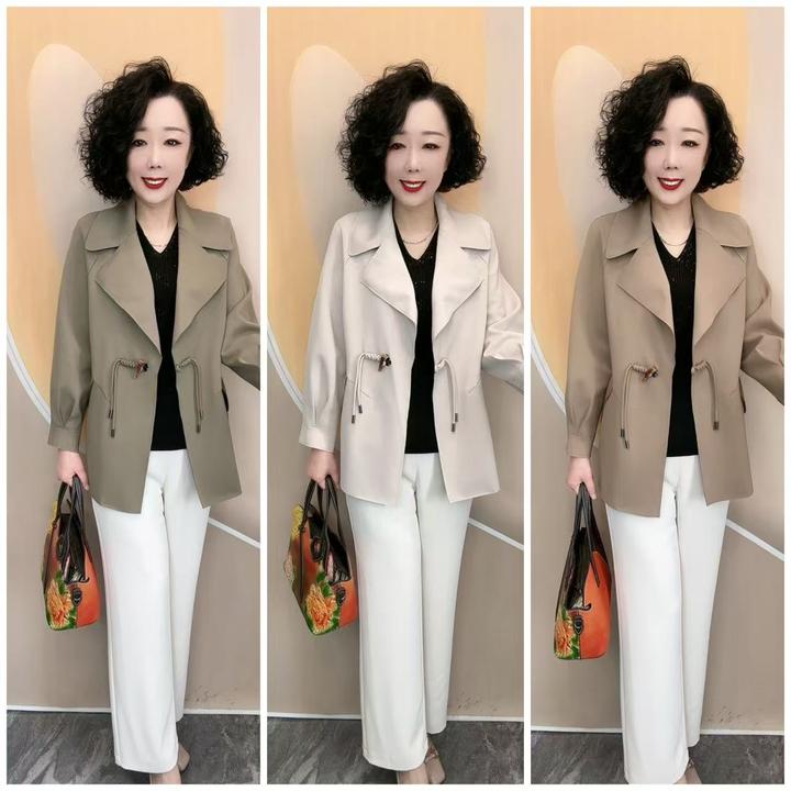 0316新款西装领不加衬高弹力盘扣流苏宽松大码春秋款外套，衣长71