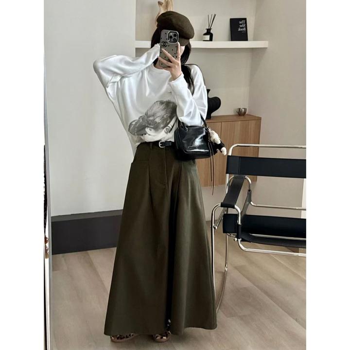 SP 气质高级感版型超好高腰显瘦中长款a字伞裙半裙 半身裙配腰带