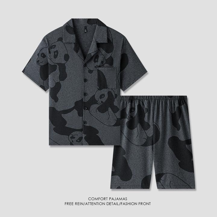 【好福份】夏季男士清凉睡衣短袖可外穿家居服-25058熊猫爽肤棉
