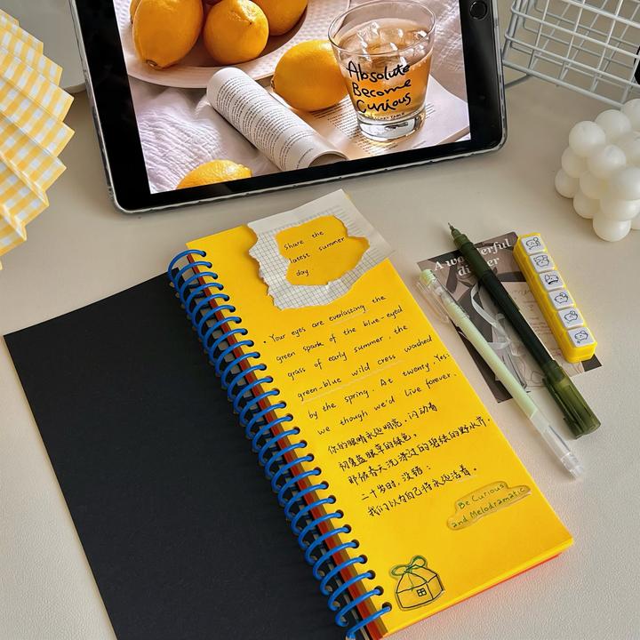 多巴胺柠檬黄彩色线圈本笔记本创意学生加厚小学初中可爱女生日记