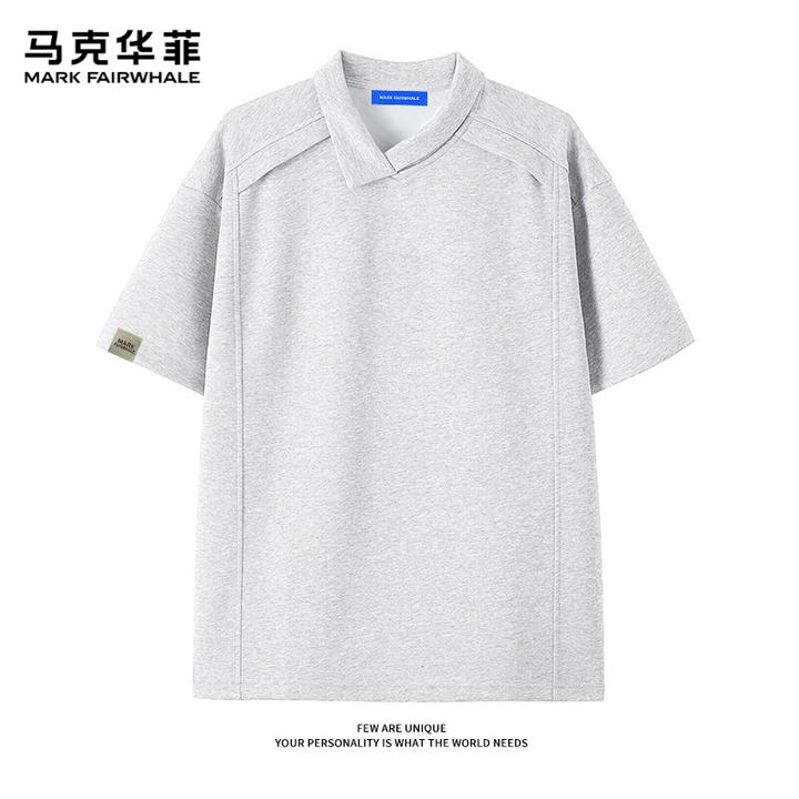 马克华菲不规则翻领短袖polo衫男士夏季太空棉透气小众设计感上衣