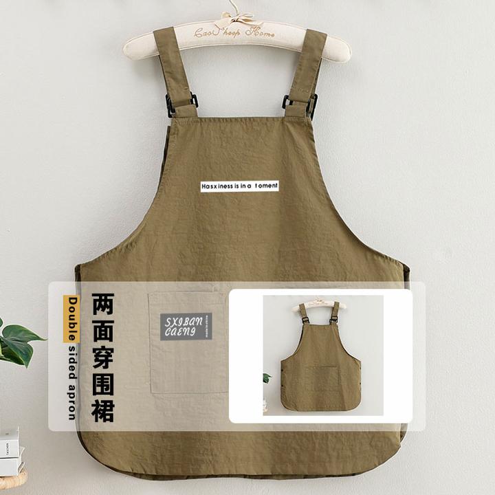 新款两面穿塔丝隆围裙家用厨房做饭防溅水防油透气耐脏工作服定制