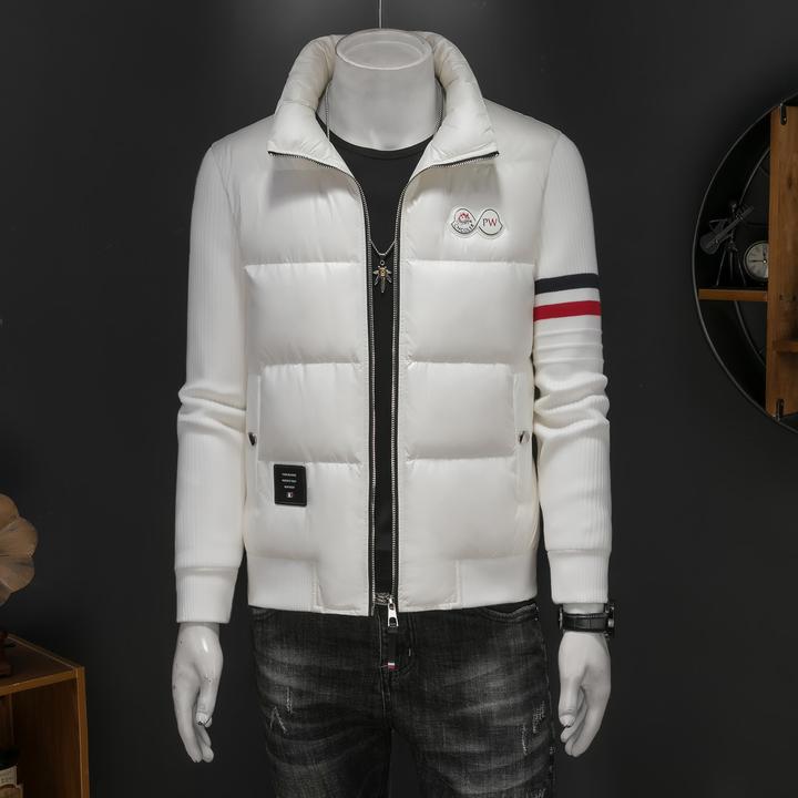 欧货高端立领羽绒服男时尚针织袖保暖冬装欧洲站2025新款鸭绒外套