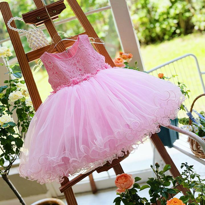 女童礼服夏季2025新款儿童粉色蓬蓬纱生日裙花童婚礼小女孩公主裙