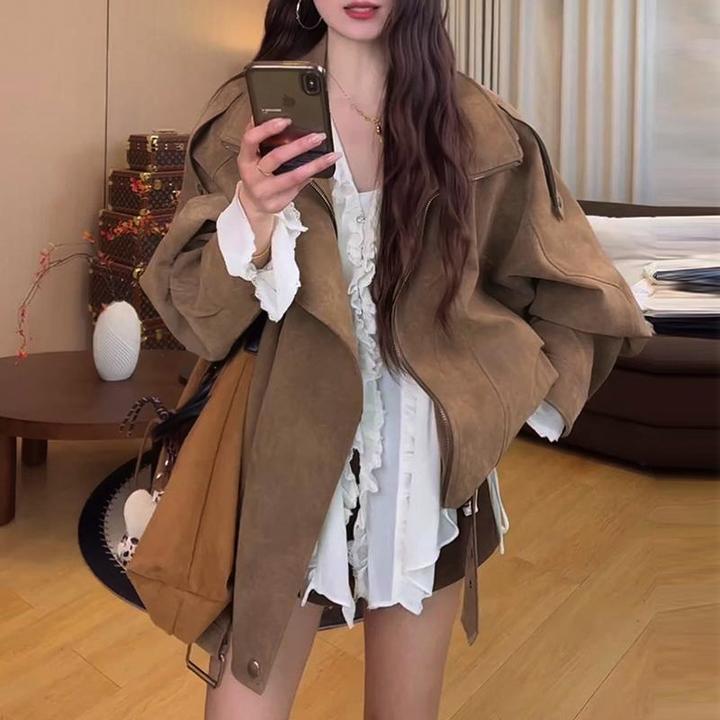 美式复古高级感夹克外套女2025秋季新款宽松气质显瘦机车服上衣潮