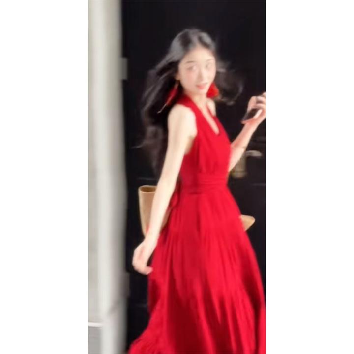 高级感修身显瘦穿搭小众设计款2025夏季无袖气质时尚收腰连衣裙女