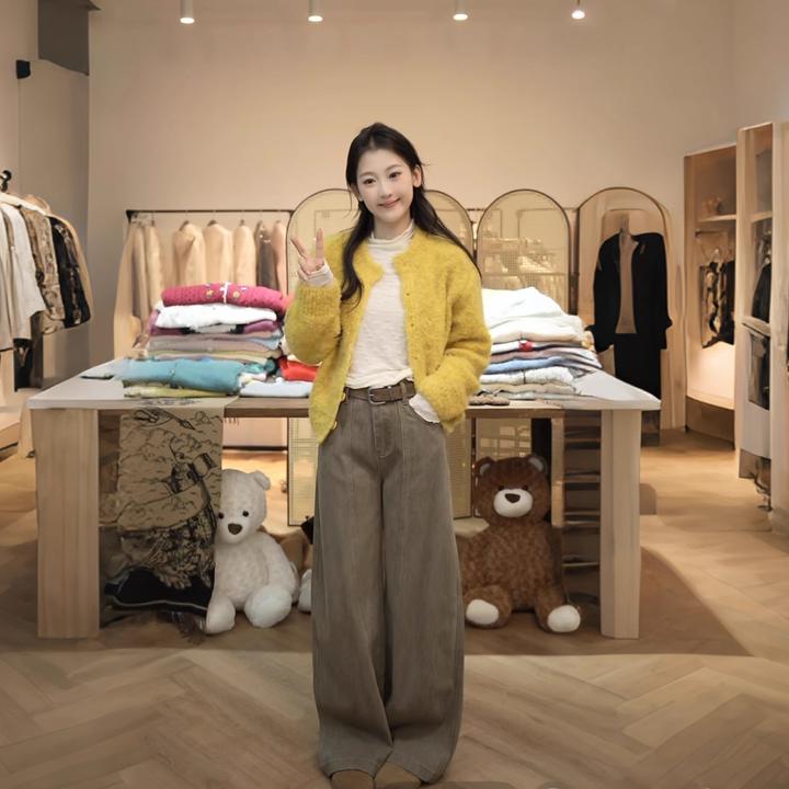 【闵笑一】甜蜜时长 25早秋新款高腰百搭显瘦潮牌女装牛仔裤女